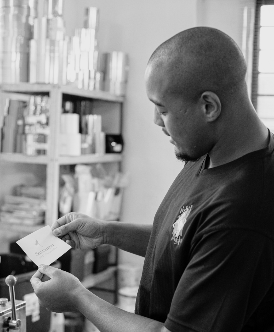 Photo of professional printing technician at Label Mountain